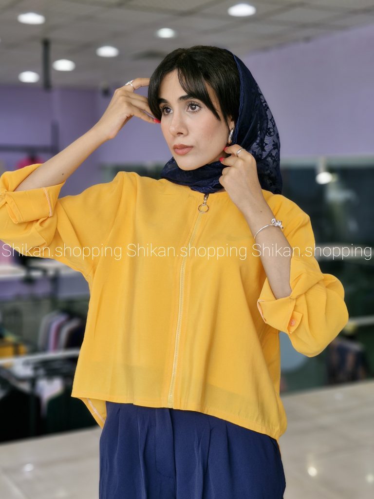 شومیز سیلک استین بلند زیپ دار دخترانه با طراحی شیک
